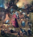 Босх, Иероним. Искушение св. Антония. Около 1500. 59 x 51 см.